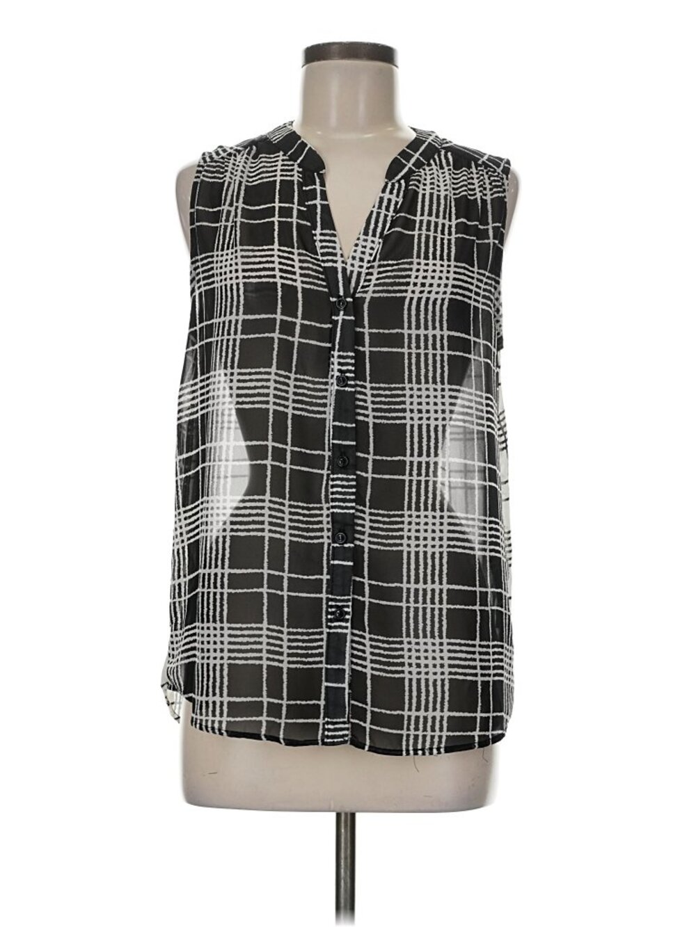 Aqua sheer sleeveless blouse- M